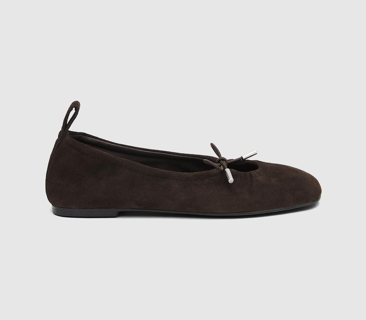 Alohas Rosalind Ballet Pumps Suede Brown in Women's Size 7, Office Shoes