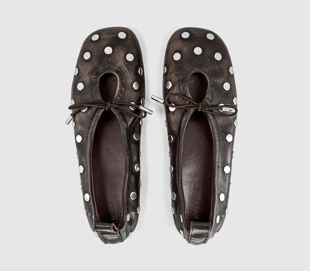 ALOHASRosalind Ballet PumpsVintage Brown Studs