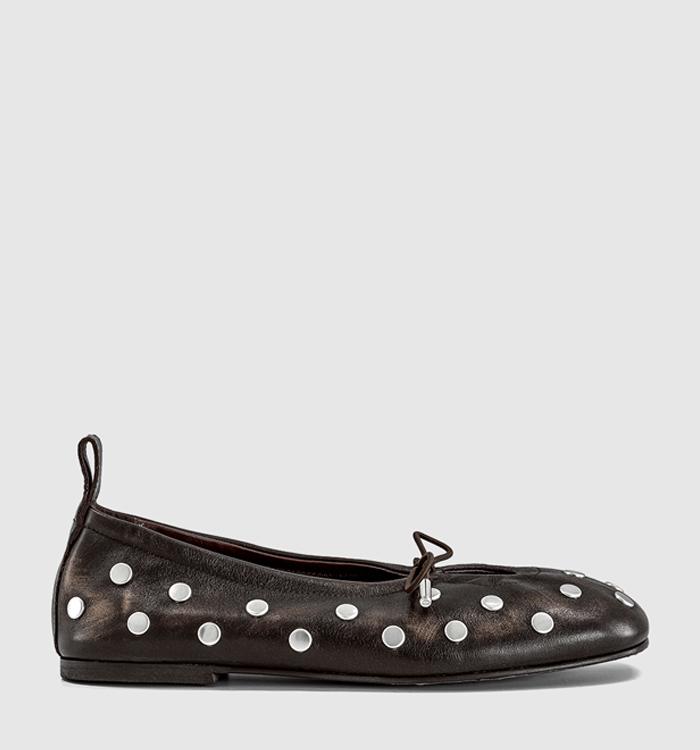 ALOHAS Rosalind Ballet Pumps Vintage Brown Studs