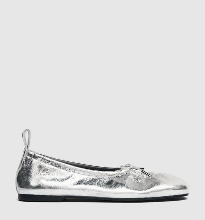 ALOHAS Rosalind Ballet Pumps Shimmer Silver Leather
