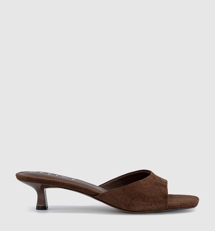 OFFICE Minnie Kitten Heel Mules Brown