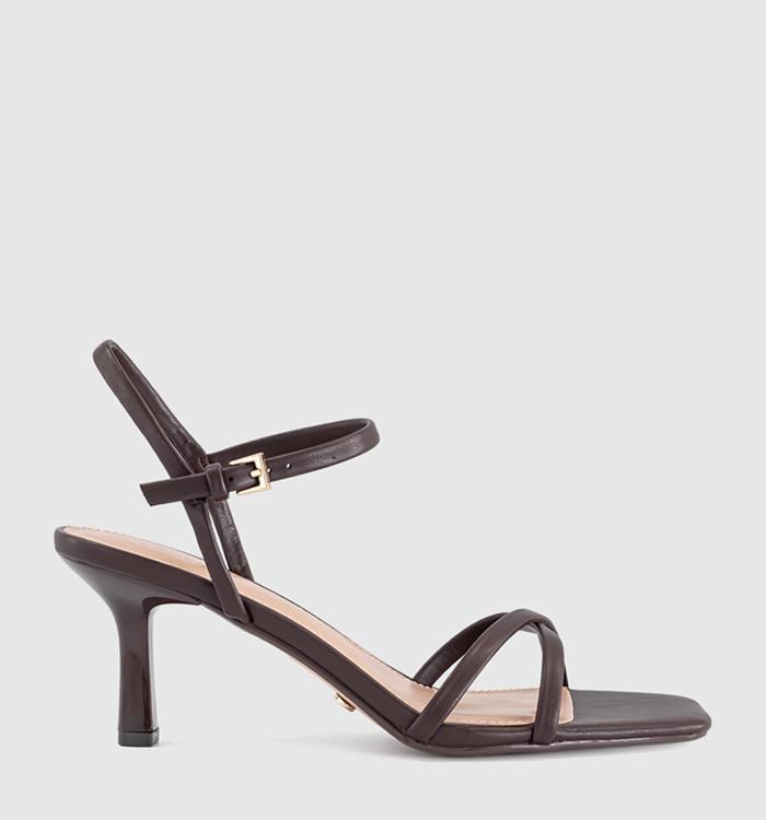 OFFICE Micky Cross Over Skinny Strap Sandals Brown