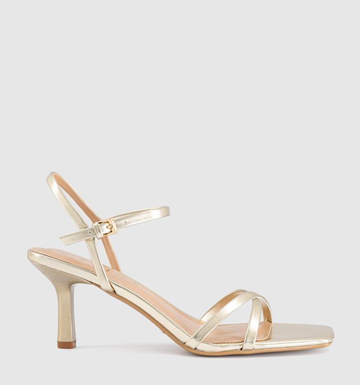 OFFICE Micky Cross Over Skinny Strap Sandals Gold