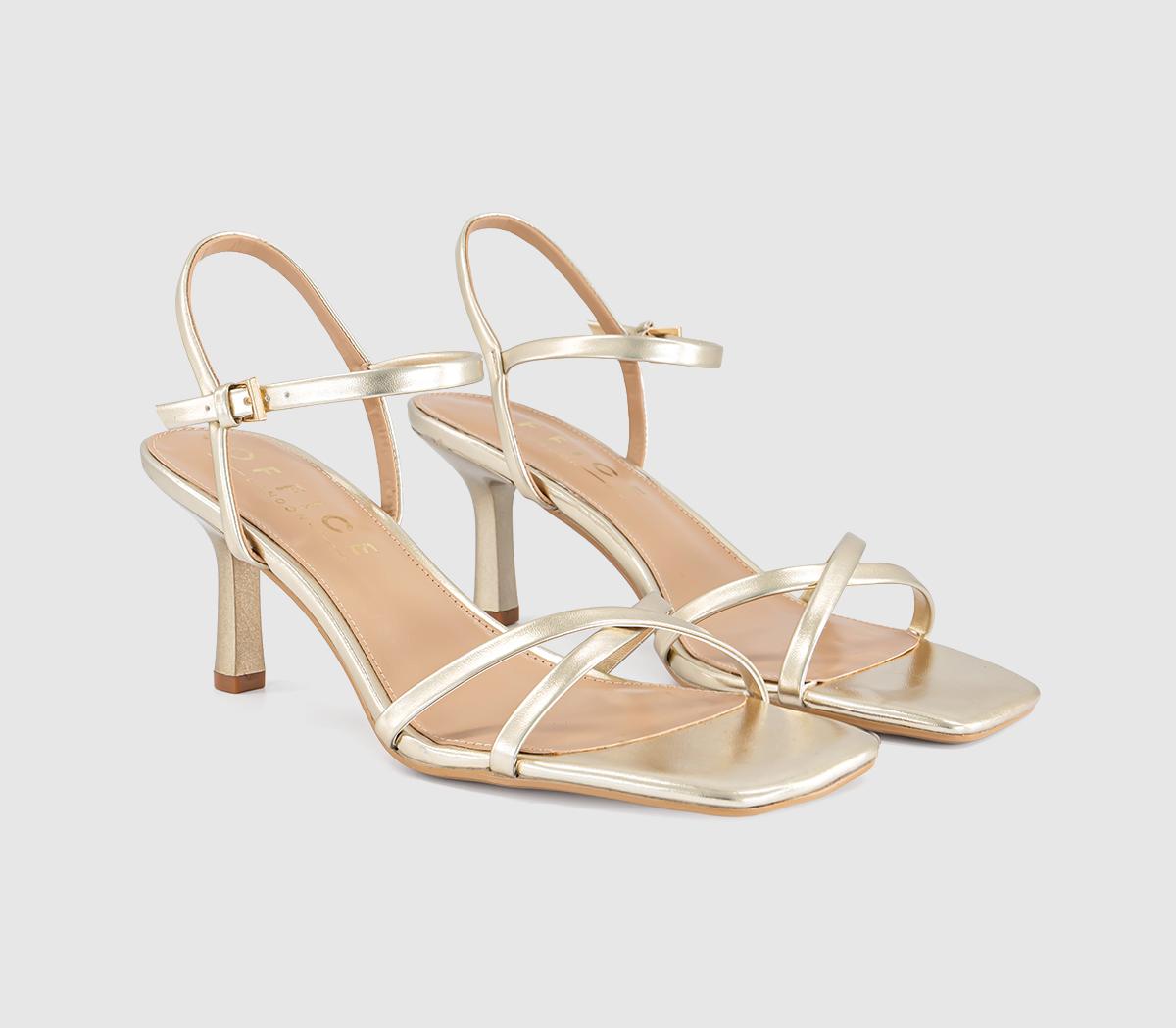 OFFICEMicky Cross Over Skinny Strap SandalsGold