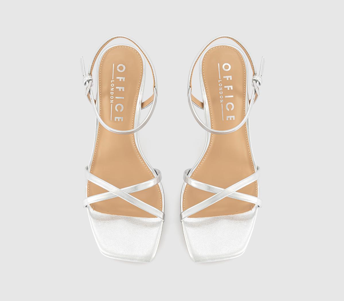 OFFICEMicky Cross Over Skinny Strap SandalsSilver