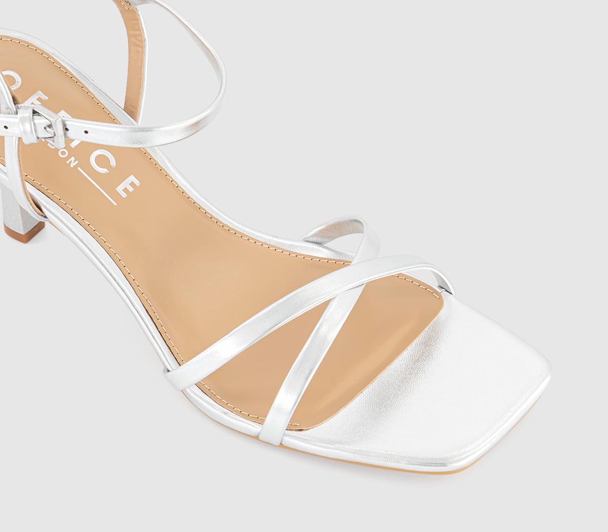OFFICEMicky Cross Over Skinny Strap SandalsSilver