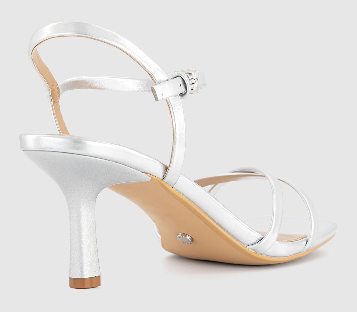 OFFICEMicky Cross Over Skinny Strap SandalsSilver