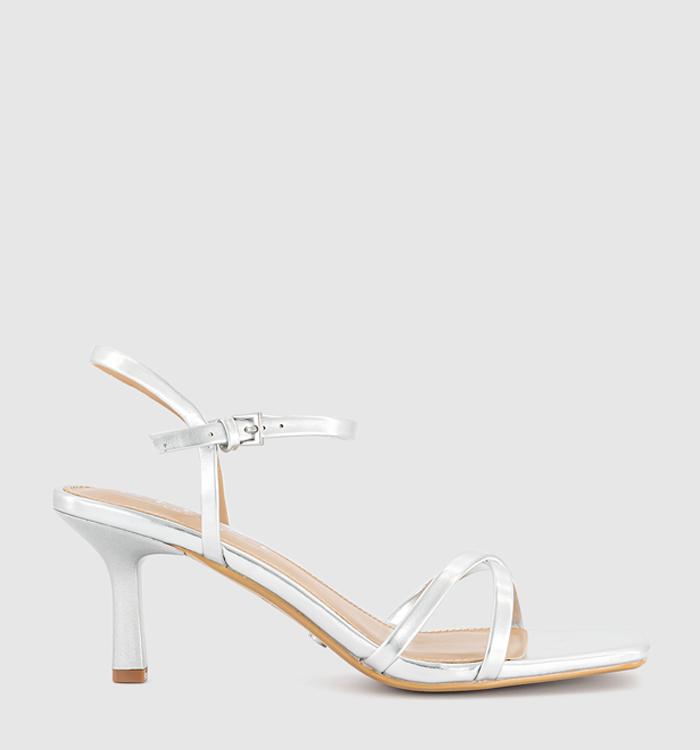 OFFICE Micky Cross Over Skinny Strap Sandals Silver