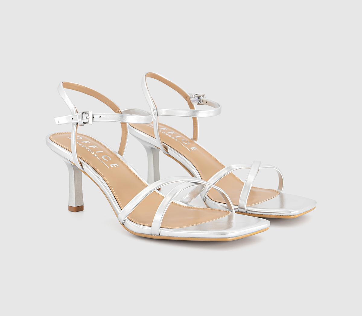 OFFICEMicky Cross Over Skinny Strap SandalsSilver