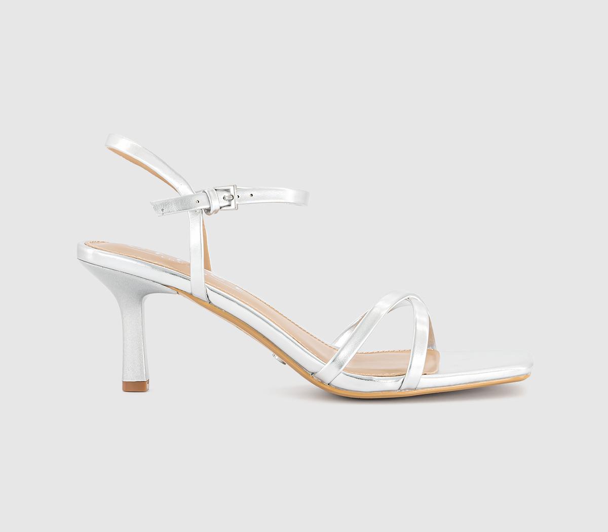 OFFICEMicky Cross Over Skinny Strap SandalsSilver