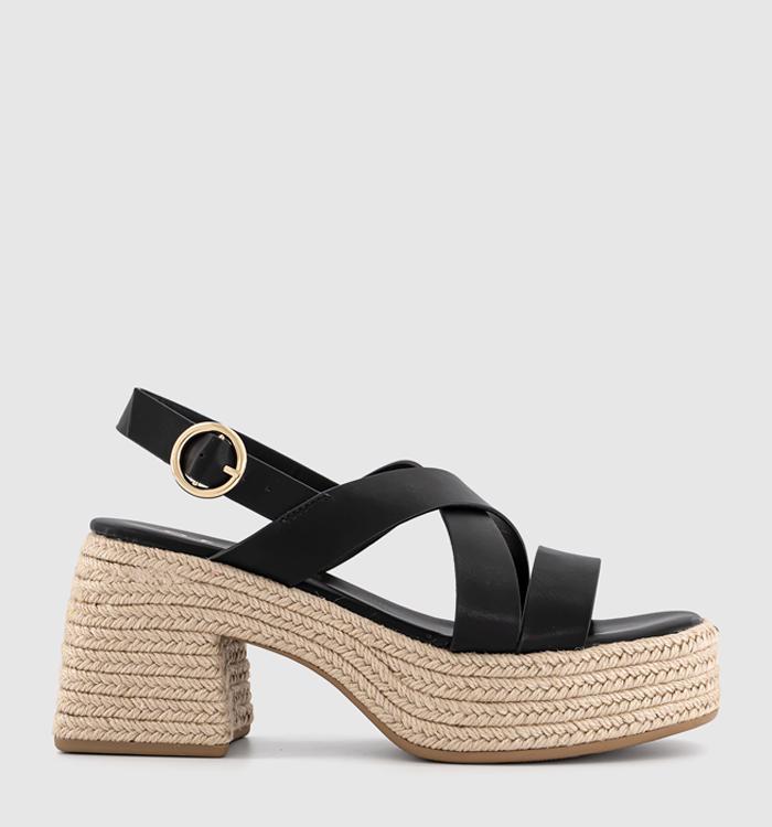 OFFICE Menorca Espadrille Block Heel Sandals Black