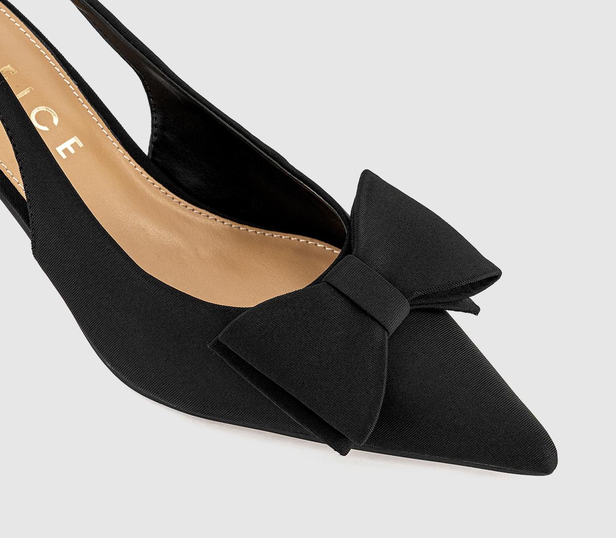 OFFICE Molly Bow Detail Slingback Kitten Heels OFFICE Molly Bow Detail Slingback Kitten Heels Black