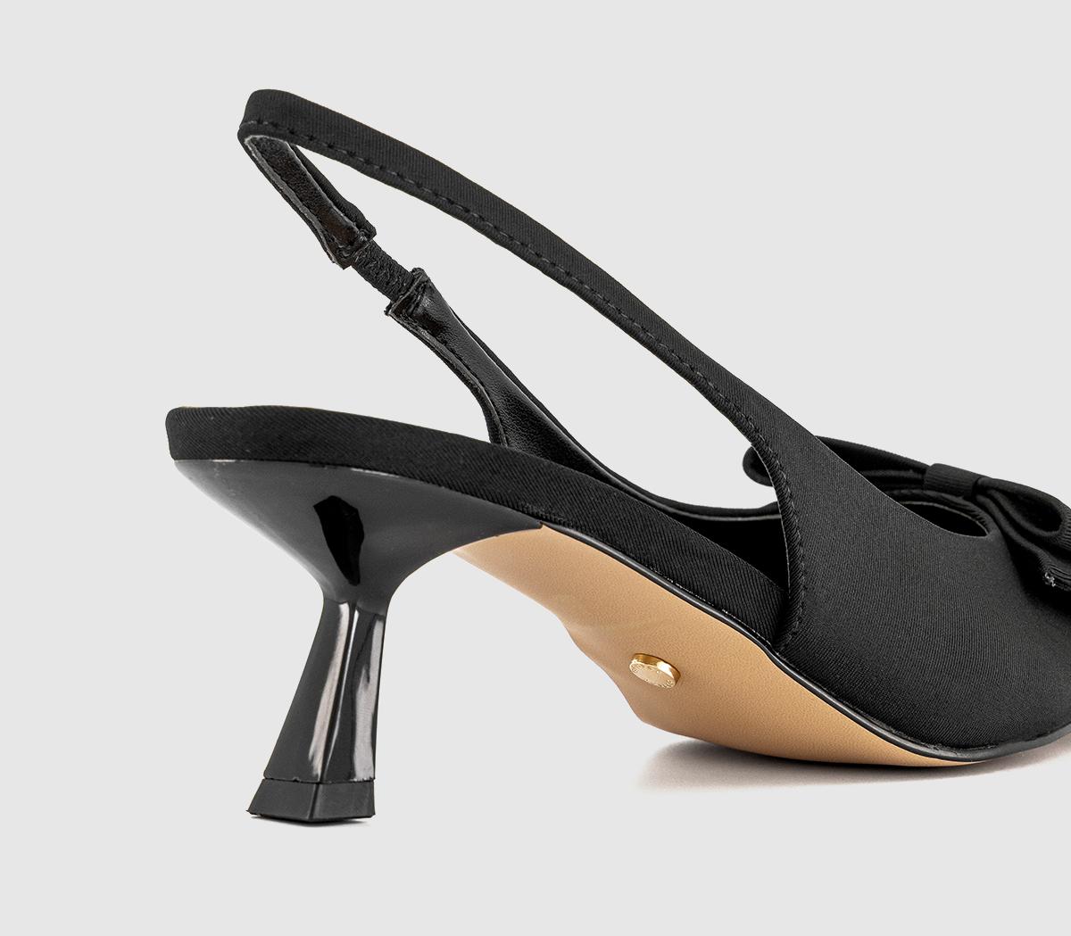 OFFICE Molly Bow Detail Slingback Kitten Heels OFFICE Molly Bow Detail Slingback Kitten Heels Black
