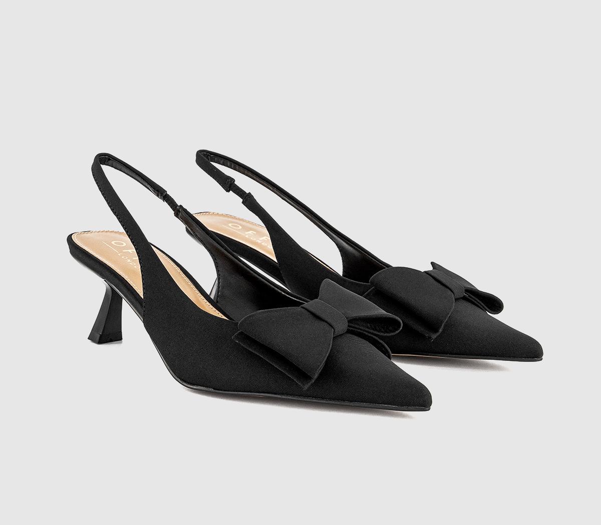 OFFICE Molly Bow Detail Slingback Kitten Heels OFFICE Molly Bow Detail Slingback Kitten Heels Black
