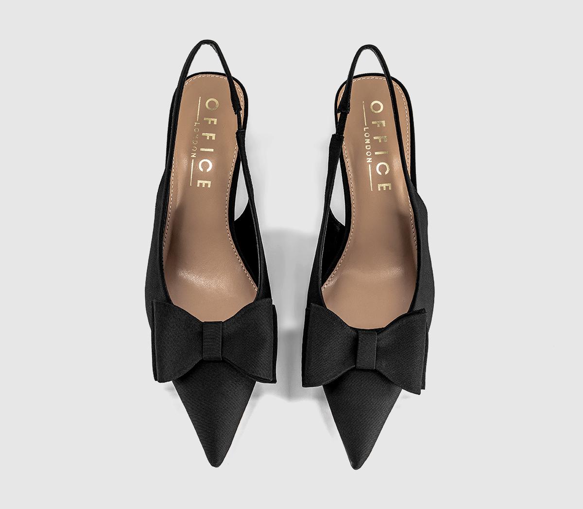 OFFICEMolly Bow Detail Slingback Kitten HeelsNew Black