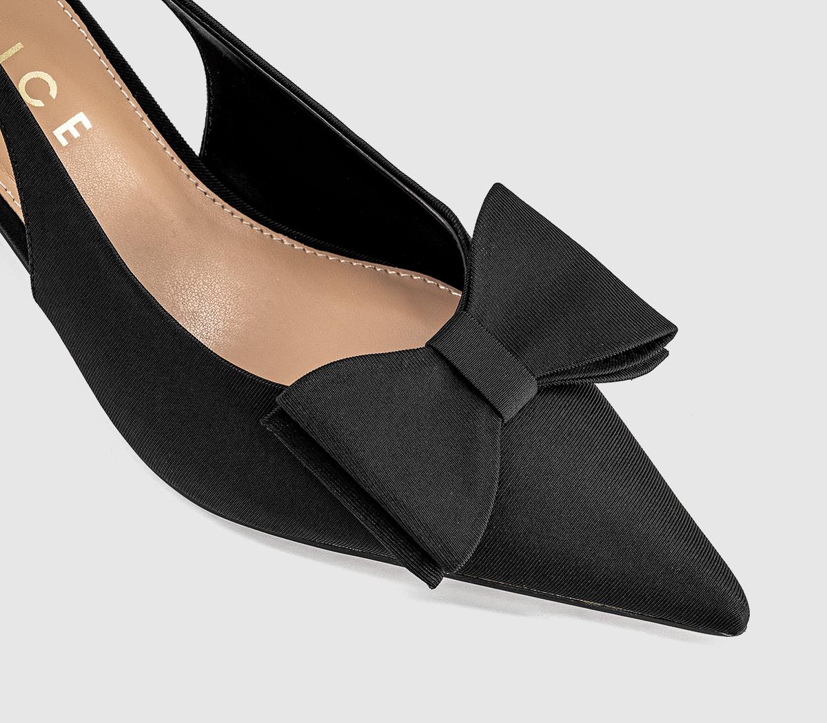 OFFICEMolly Bow Detail Slingback Kitten HeelsNew Black