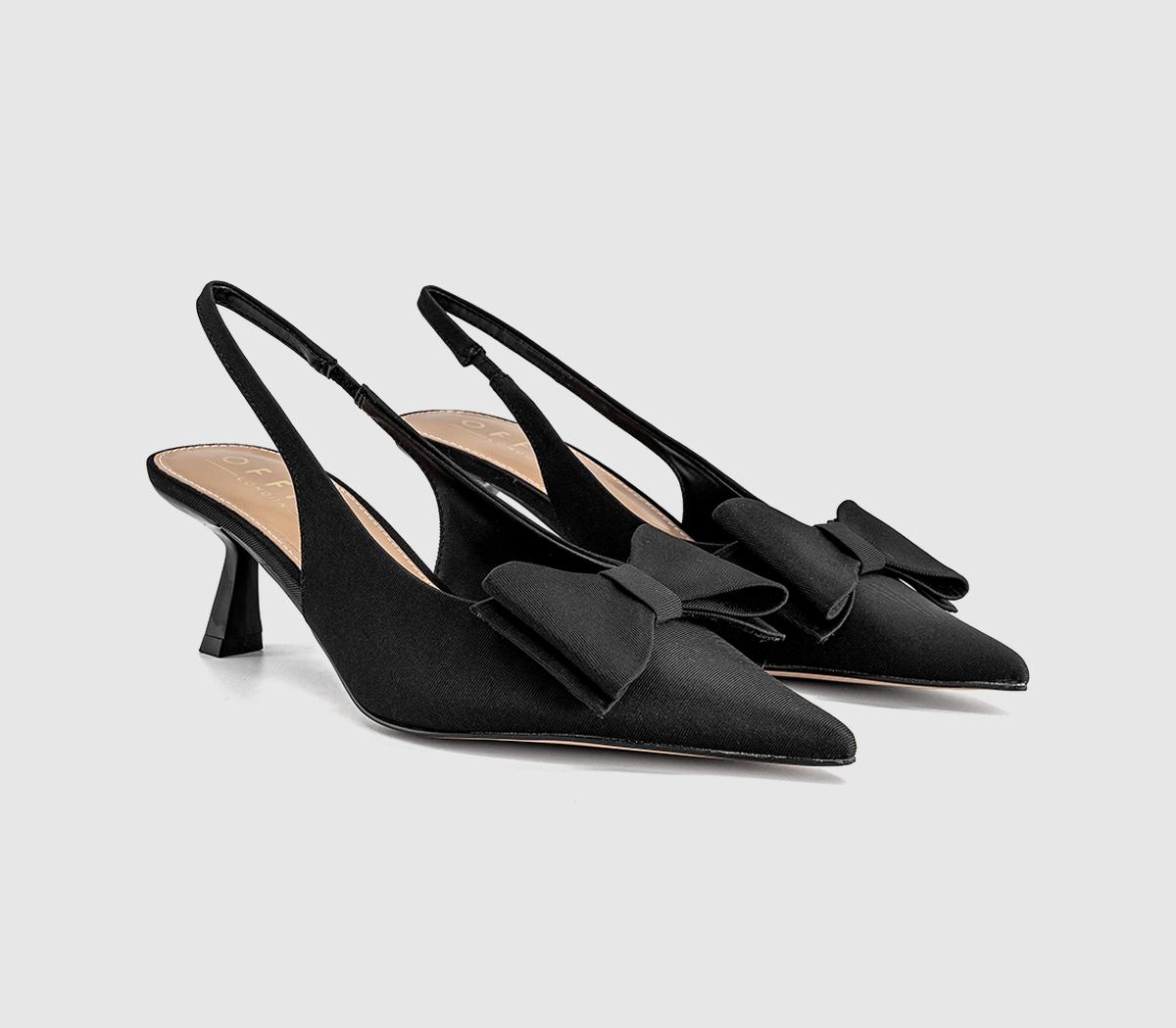 OFFICEMolly Bow Detail Slingback Kitten HeelsNew Black