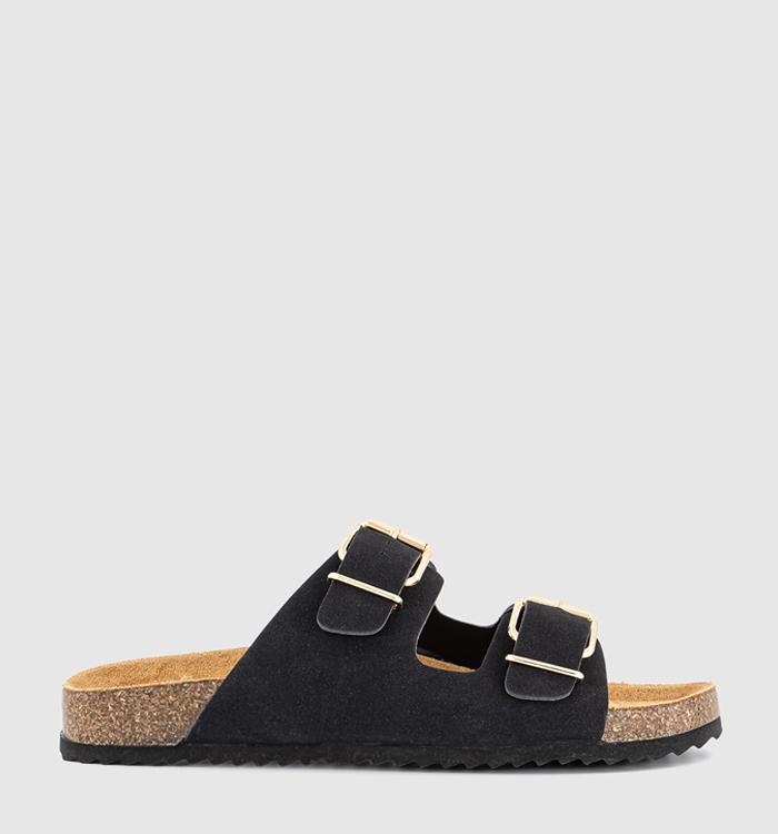 OFFICE Sicily Double Buckle Footbed Sandals Black