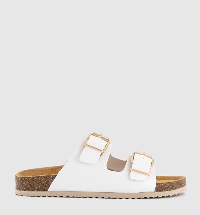OFFICE Sicily Double Buckle Footbed Sandals White