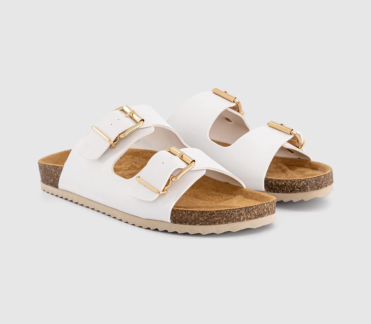 OFFICESicily Double Buckle Footbed Sandals OFFICESicily Double Buckle Footbed SandalsWhite