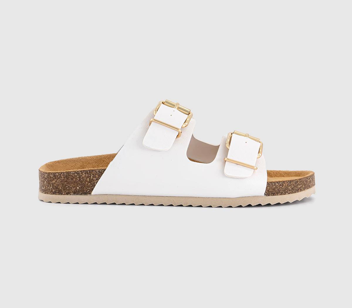 OFFICESicily Double Buckle Footbed Sandals OFFICESicily Double Buckle Footbed SandalsWhite