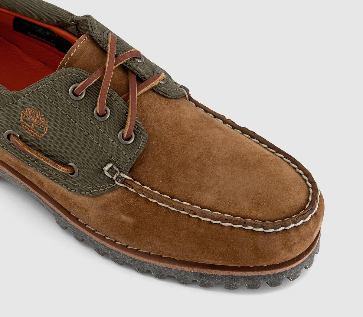 Timberland Authentic 3-Eye Lug Boat Shoes M Medium Brown Nubuck