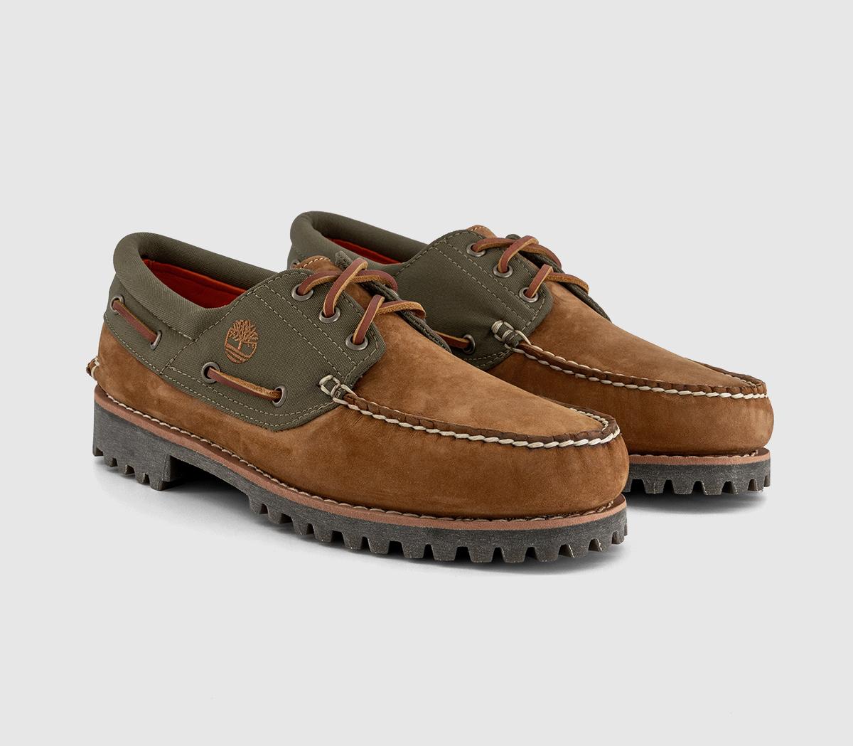 TimberlandAuthentic 3-Eye Lug Boat Shoes MMedium Brown Nubuck