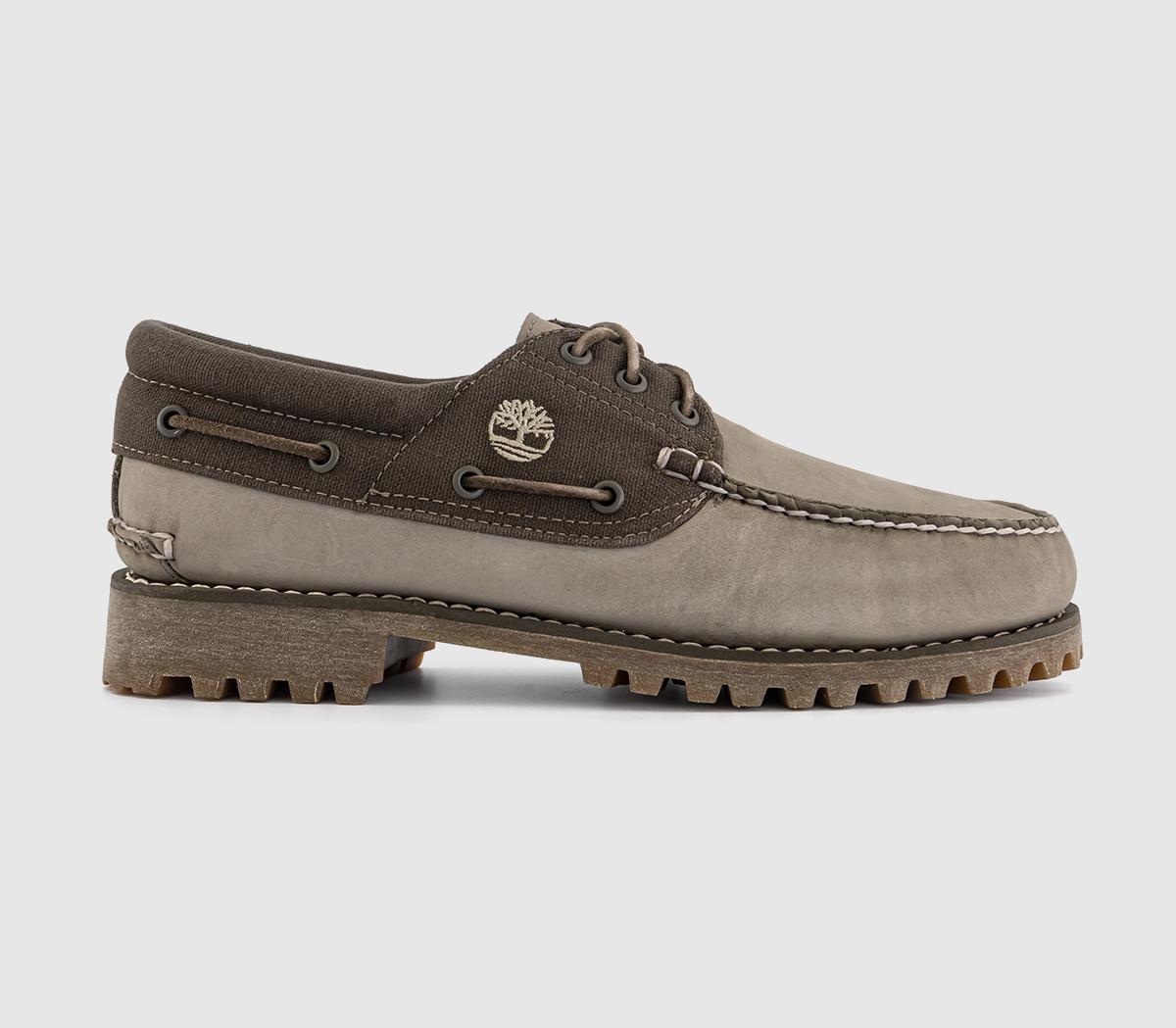 Timberland Mens Authentic 3 Eye Lug Boat Shoes Olive Nubuck In Green, 6.5