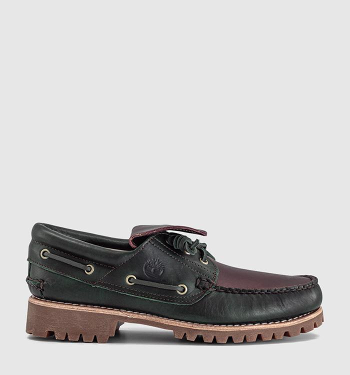 Timberland Timberland Authentic 3 Eye Lug Boat Shoes Dark Green Fullgrain