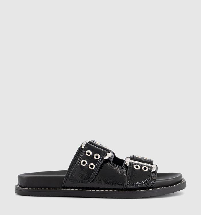 Steve Madden Agent Sandals Black Patent