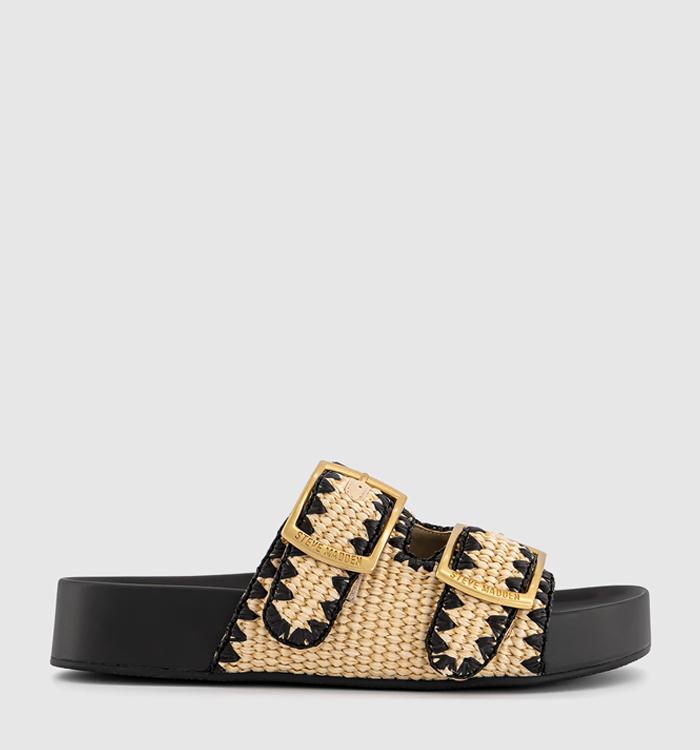 Steve Madden On Deck Raffia Two Strap Sandals Cream Raffia