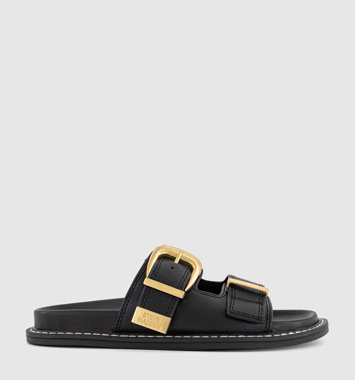 Steve Madden Arch-e Buckle Sandals Black Leather