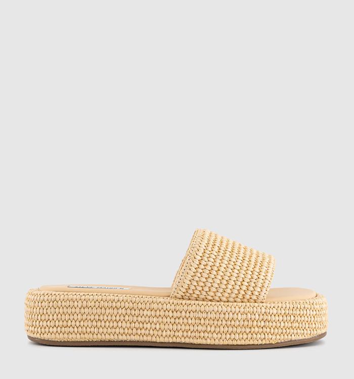 Steve Madden Beachy Raffia Slides Cream Raffia
