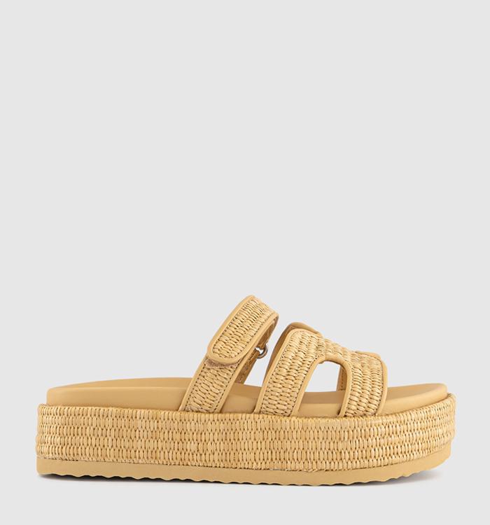 Steve Madden Big Missile Platform Sandals Cream Raffia