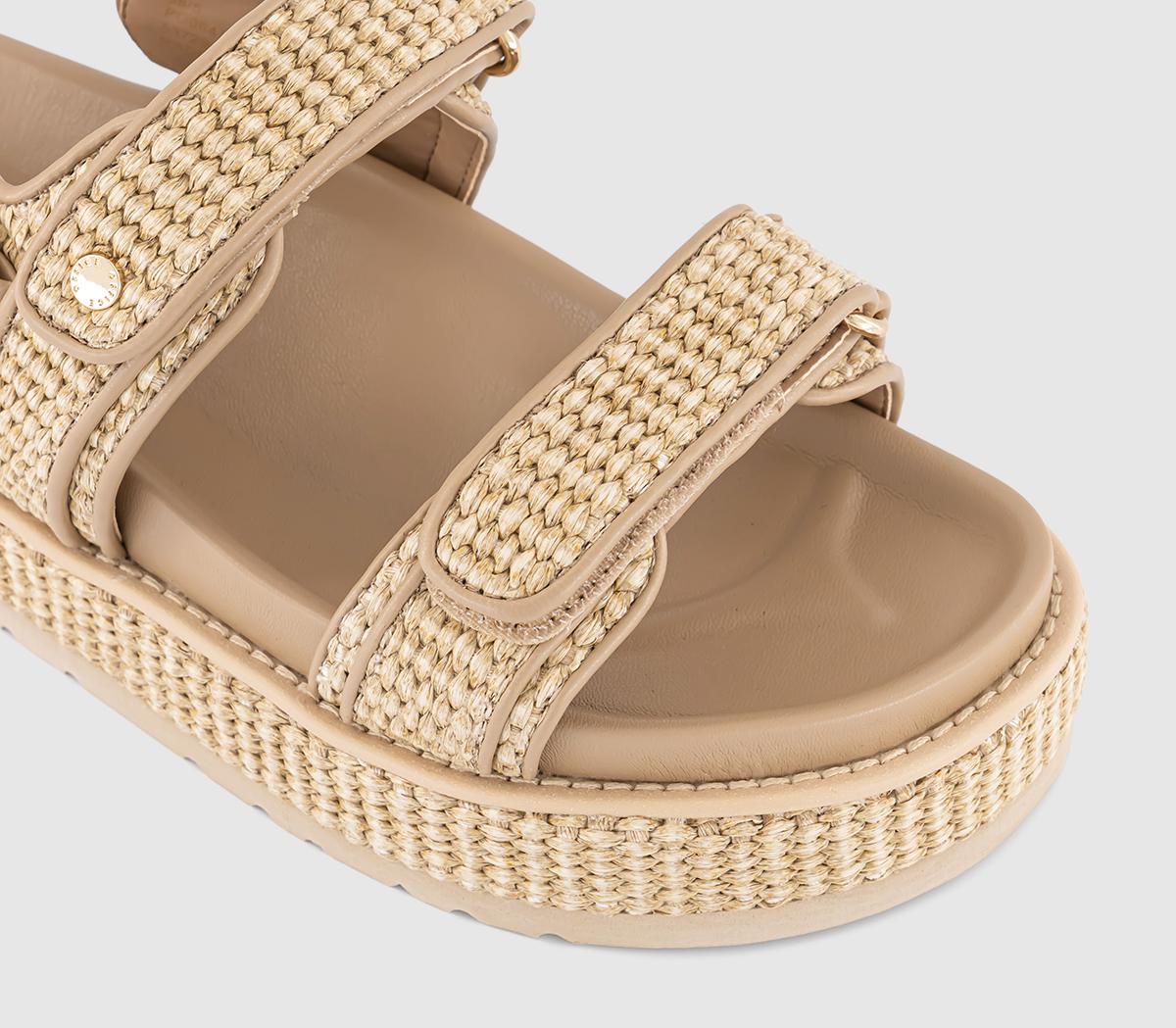 OFFICESpirit Raffia Platform Footbed Sandals OFFICESpirit Raffia Platform Footbed SandalsBeige