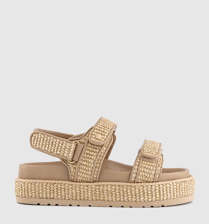 OFFICE Spirit Raffia Platform Footbed Sandals Beige