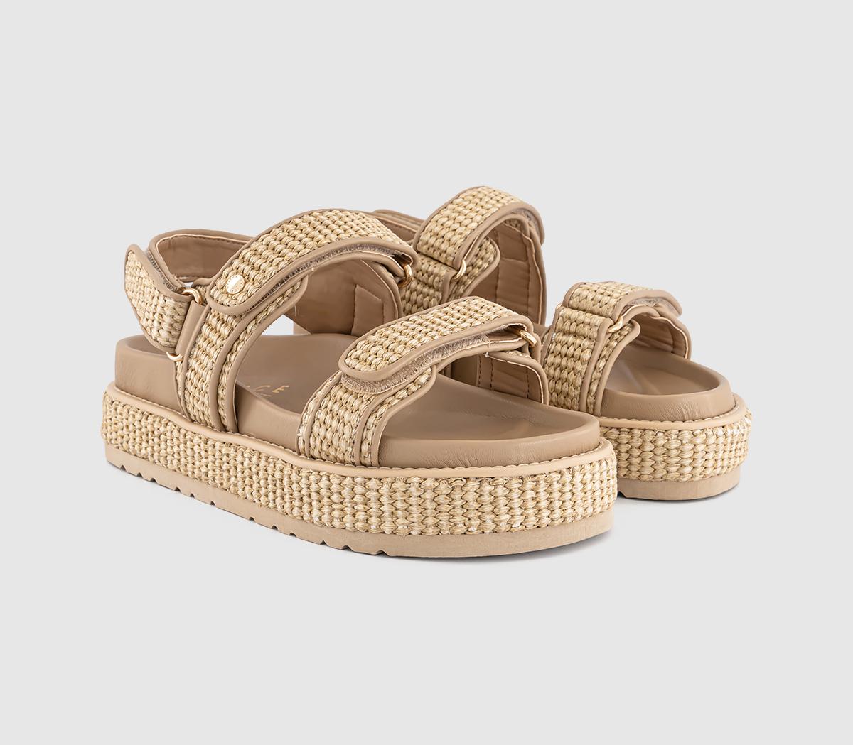 OFFICESpirit Raffia Platform Footbed Sandals OFFICESpirit Raffia Platform Footbed SandalsBeige
