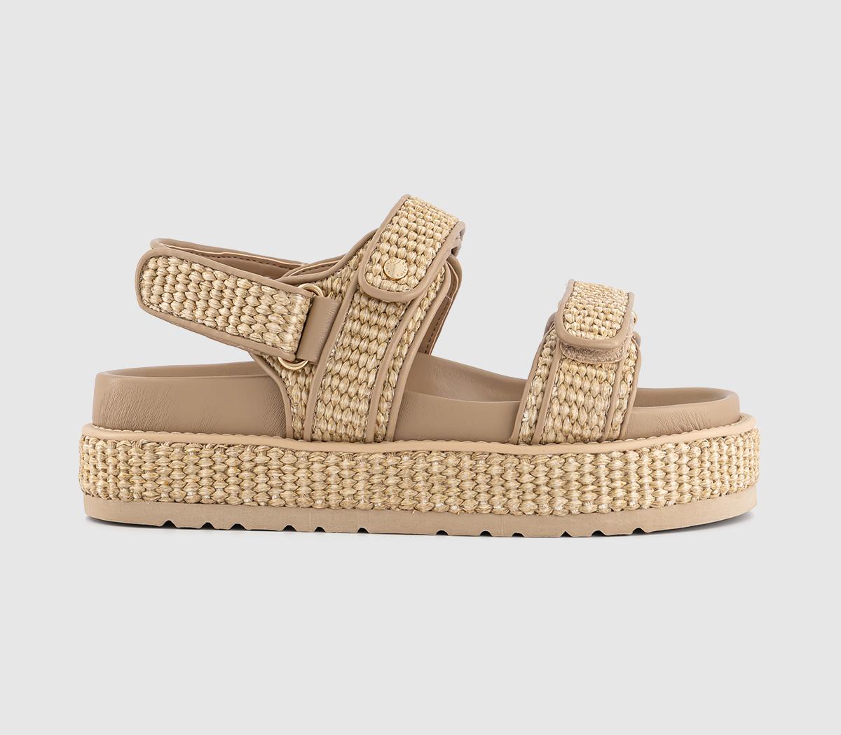 OFFICESpirit Raffia Platform Footbed Sandals OFFICESpirit Raffia Platform Footbed SandalsBeige