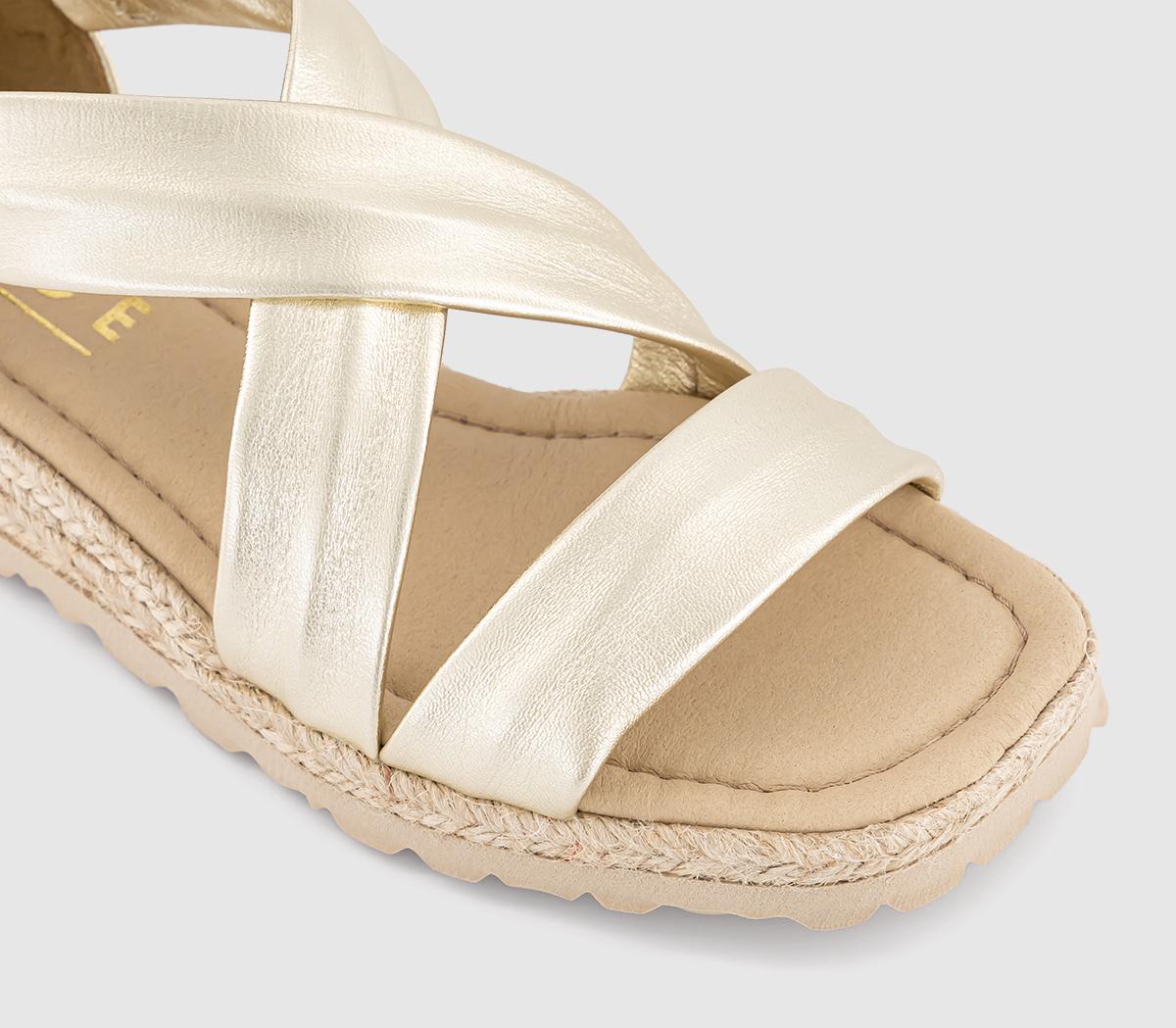 OFFICESailor Cross Strap Espadrille SandalsGold