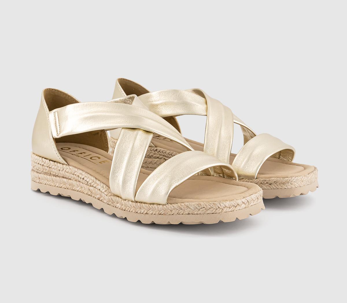 OFFICESailor Cross Strap Espadrille SandalsGold