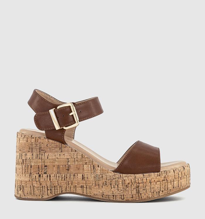 OFFICE Hudson Cork Wedge Sandals Tan