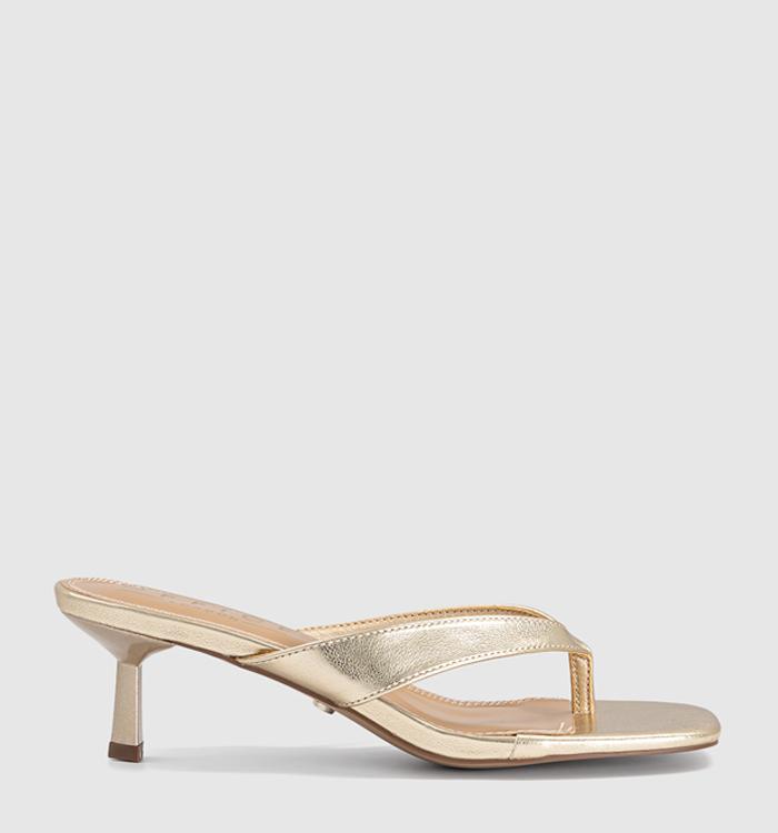 OFFICE Mila Toe Post Heeled Sandals Gold
