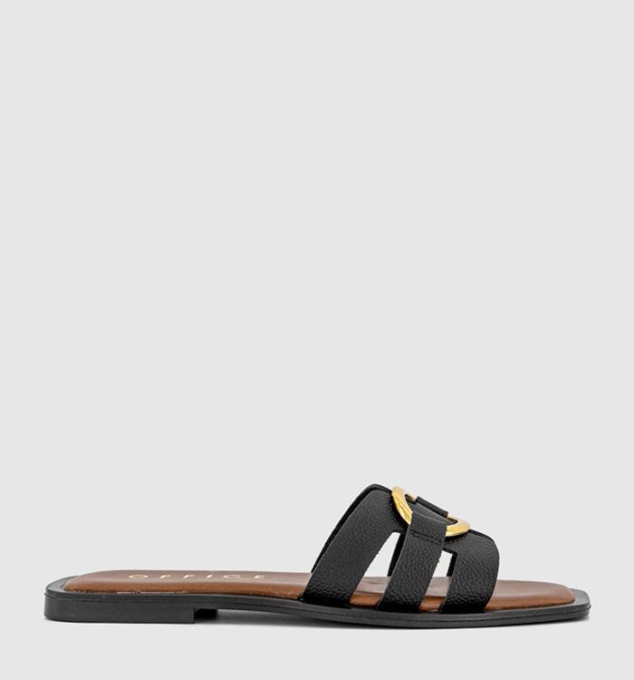 OFFICE Santorini Gold Trim Sandals Black