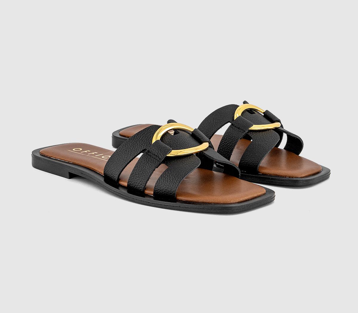 OFFICESantorini Gold Trim Sandals OFFICESantorini Gold Trim SandalsBlack