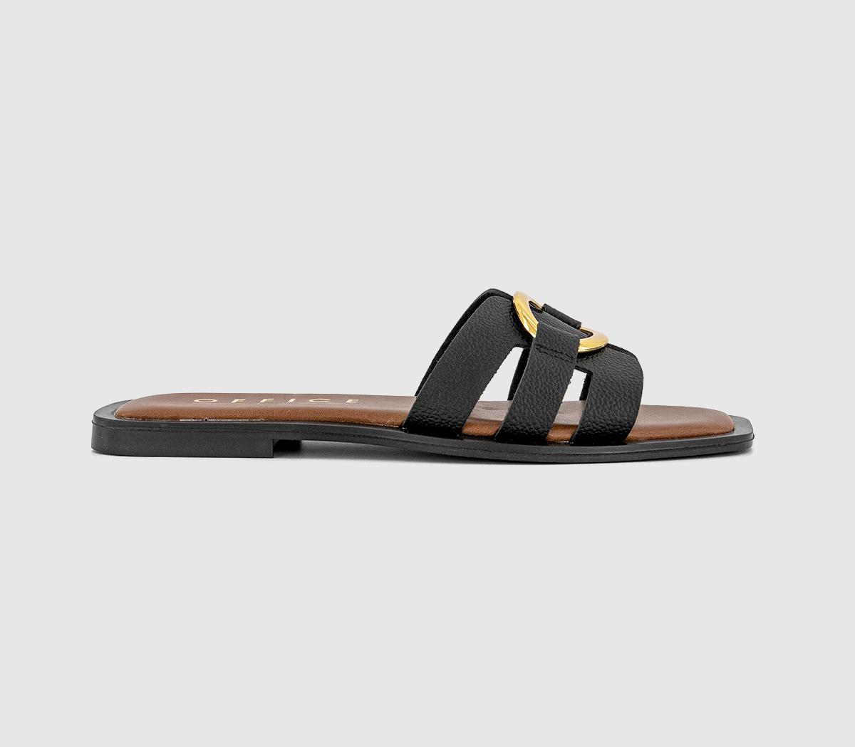 OFFICESantorini Gold Trim Sandals OFFICESantorini Gold Trim SandalsBlack