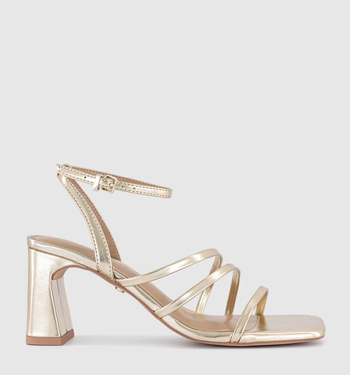 OFFICE Macey Asymmetric Strappy Heeled Sandal Gold