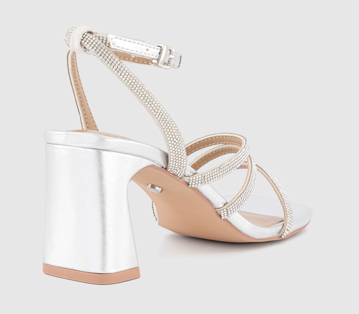 OFFICEMacey Asymmetric Strappy Heeled Sandals OFFICEMacey Asymmetric Strappy Heeled SandalsSilver Embellished
