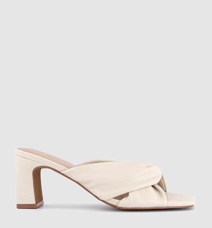 OFFICE Muse Ruched Heeled Mules White