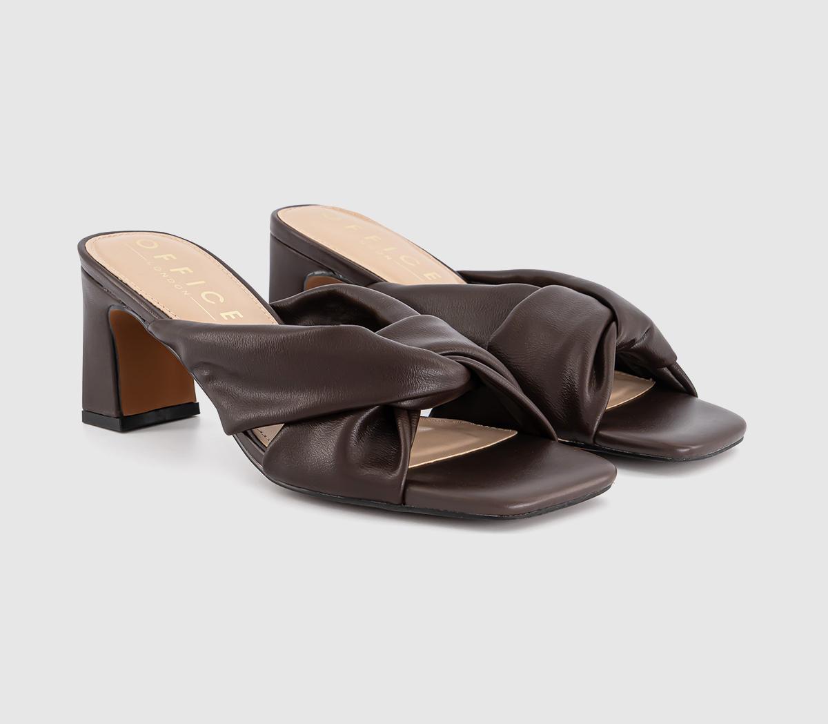 OFFICEMuse Ruched Heeled Mules OFFICEMuse Ruched Heeled MulesChocolate Brown