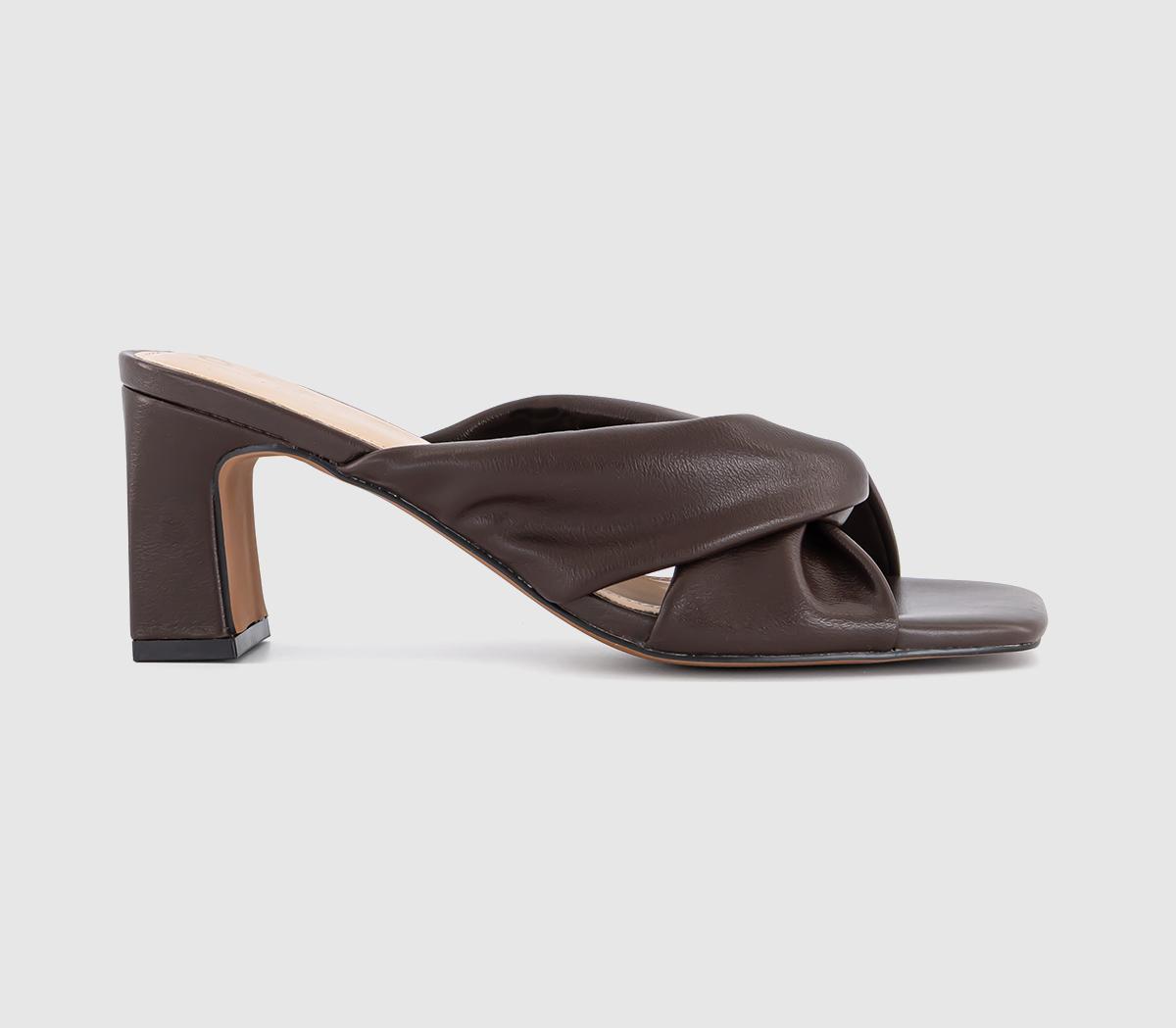 OFFICEMuse Ruched Heeled Mules OFFICEMuse Ruched Heeled MulesChocolate Brown